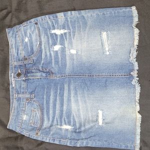 Mossimo distressed denim skirt with fringe hem detail